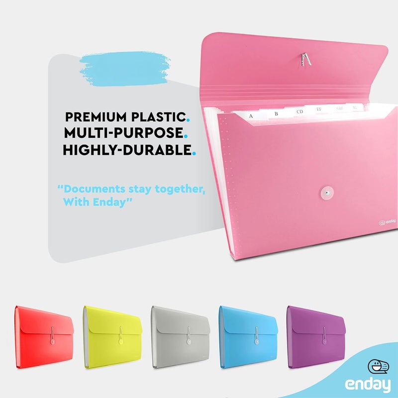 Enday Accordion File Organizer Pink, 7 Pocket Expanding File and Cover Folder with Labels, Plastic Portable Desktop Letter A4 Paper, Also Available in Red, Purple, Green, Blue, Grey, 1 Pc – by - Image 3